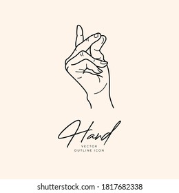 Colección de finos logos de estilo a mano e iconos de manos. Ilustraciones de moda, cuidado de la piel y concepto de bodas.