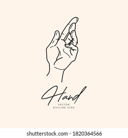 Collection of fine, hand drawn style logos and icons of hands. Fashion, skin care and wedding concept illustrations.