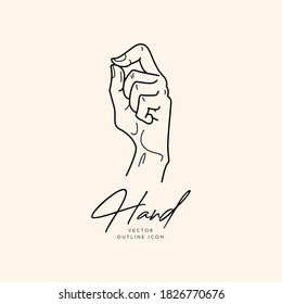 Collection of fine, hand drawn style logos and icons of hands. Fashion, skin care and wedding concept illustrations.