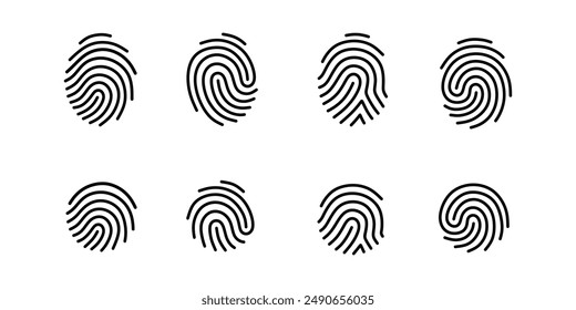 collection of fingerprint shapes with editable stroke