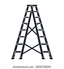Collection of fire department ladders in various positions including straight and angled. Essential rescue tools for firefighters. High contrast black and white design for safety manuals or web use.