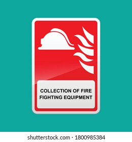 Collection of fire fighting equipment sign isolated on background vector illustration.