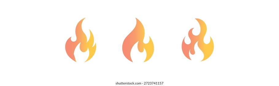 Kollektion von Feuerflammensymbol. minimale Feuer Flamme Symbol gesetzt. Feuerflammen, heller Feuerball, Hitze-Lauffeuer und rotes heißes Feuer, Lagerfeuer, rote feurige Flammen, einzelne Vektorgrafik-Set.