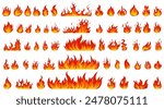 Collection Fire Flame Illustrations Set