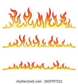 Colección de llamas de fuego aisladas en fondo blanco. Iconos. Ilustración vectorial de estilo plano. Llama, fuego, antorcha, fogata.