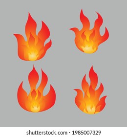 Collection of fire icons. Fire icons set. Fire flames