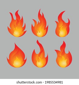 Collection of fire icons. Fire icons set. Fire flames