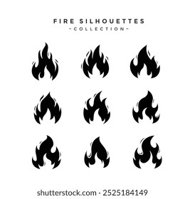 Collection of Fire Silhouettes Vector Design