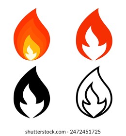 
collection of fire vectors in flat and outline style, fire clipart, fire illustration in flat style.