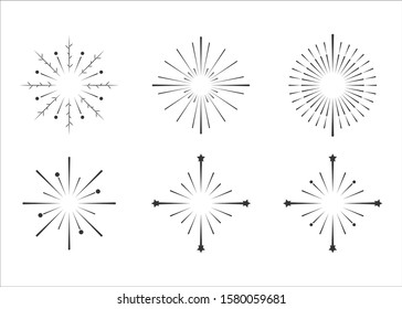 Collection of firework explosion design for new year eve. New year design banner element. Fireworks and snowflake illustration