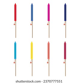 recogida de fuegos artificiales. pequeños tubos de fuego con mechas quemadas
