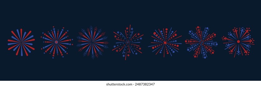 Kollektion von Feuerwerk in der Vektorgrafik