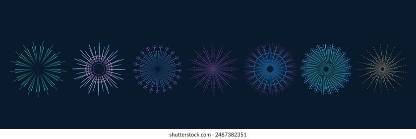 Collection of Fireworks in Vector