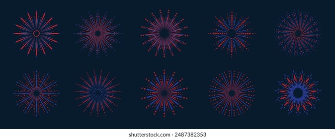 Kollektion von Feuerwerk in der Vektorgrafik