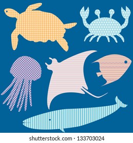 Collection of fish silhouettes with simple patterns 2