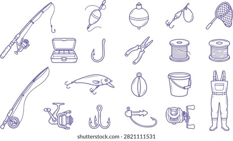 Collection of fishing and boating tools and accessories