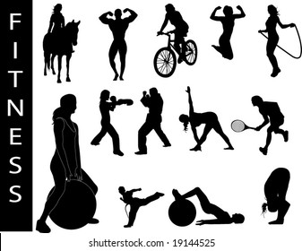 A collection of fitness silhouettes - Check out my portfolio for other collections.