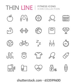 Collection of fitness thin line icons