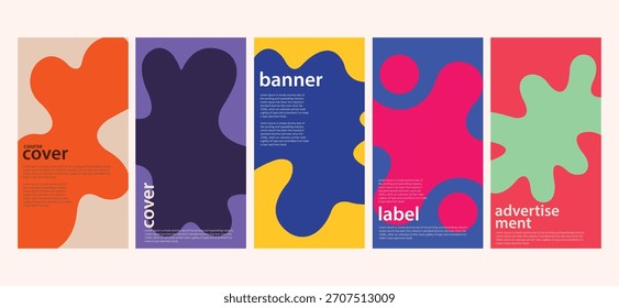 Una colección de cinco diseños abstractos de carteles