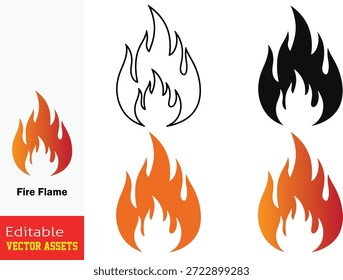Kollektion von fünf grafischen Darstellungen von Feuerflammen und -elementen in verschiedenen Stilen, einschließlich Farbverlauf-Umrissen und Volltonsilhouetten

Diese professionelle Vektorgrafik-Kollektion präsentiert fünf verschiedene visuelle Interpretationen von Feuerflammen, die sorgfältig für den vielseitigen Einsatz im Grafikdesign entworfen wurden. Das Set bietet eine breite Palette an stilistischen Optionen, darunter lebendige mehrfarbige Farbverläufe, die von leuchtendem Gelb zu tiefem Rot übergehen, minimalistische schwarze Linien-Art-Umrisse und fette, solide Silhouetten. Jedes Icon erfasst die dynamische und energetische Essenz der Leckzungen des Feuers und repräsentiert Konzepte wie Wärme, Energie, Gefahr, Verbrennung und Kraft. Diese qualitativ hochwertigen, bearbeitbaren Vektorgrafiken sind auf sauberem, weißem Hintergrund isoliert und eignen sich ideal für Website-Symbole, mobile App-Schnittstellenelemente, Sicherheitsbeschilderung und Branding für Energie- oder Fitnessbranchen. Die Vielfalt der Stile - von abstrakt und einfach bis detailliert und farbenfroh - bietet Designern ein umfassendes Toolkit für jeden kreativen Kontext.

Zu den wichtigsten Funktionen gehören:
Mehrere Designstile Umfasst realistische Farbverläufe, saubere Linien-Art-Umrisse und beeindruckende schwarze Silhouetten.

Symbolische und dynamische Formen Jede Flamme wird mit fließenden, welligen Formen gerendert, die Bewegung und Wärmeintensität nahe legen.

Vielseitige grafische Elemente Perfekt für Sicherheitsprotokolle, Logos mit Brandschutzthema, Werbeaktionen mit attraktivem Angebot und energiegeladenes Marketingmaterial.

Professionelle Vektorqualität Als vollständig skalierbare und editierbare Vektordateien ermöglicht die mühelose Anpassung von Farben, Formen und Größen ohne Detailverlust.