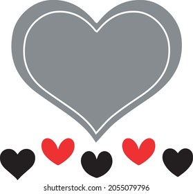 Collection of five inner heads below a large gray heart with inner lines.
Suitable for prototyping, design work, icons, symbols, websites, buttons and other tasks.
