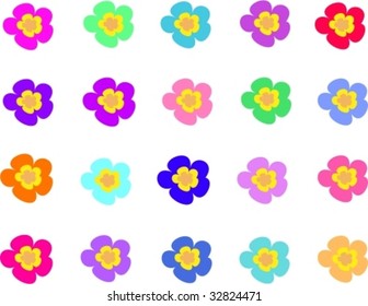 Collection of Five Petal Flowers Vector