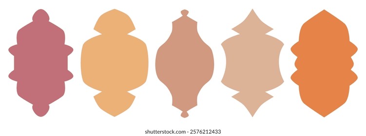 Collection of five unique abstract shapes in warm color tones, ideal for graphic design and artistic projects.