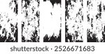 collection of five vertical black and white grunge textures. Each texture features a unique pattern of stains, scratches, and wear on a white background, perfect for creating vintage or design