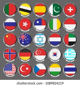 Collection of flag button design. Vector design.