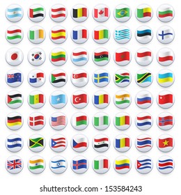 Collection of flag button design. Vector design. 