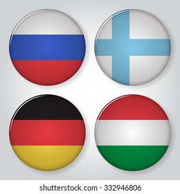 Collection of flag button design. Vector illustration