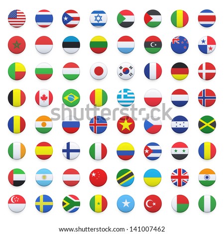 Collection of flag button design. Vector design.