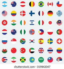 Collection of flag button design. Flag of world.