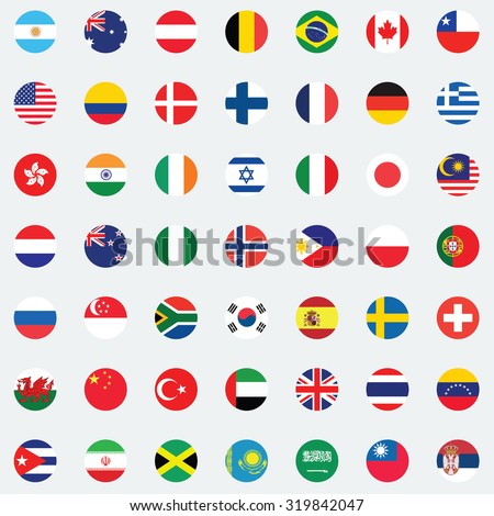 Collection of flag button design. Flag of world.