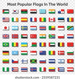 The collection of flag icons for all countries in the world