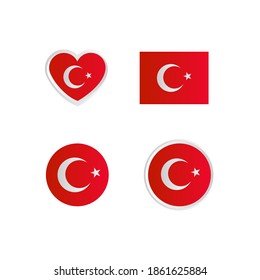 Collection of flag turkey design isolated on white background