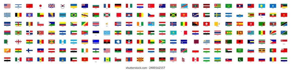  Collection flag in world. Vector