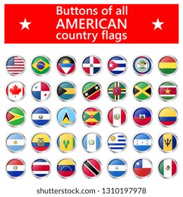 collection of flags from all national countries of America