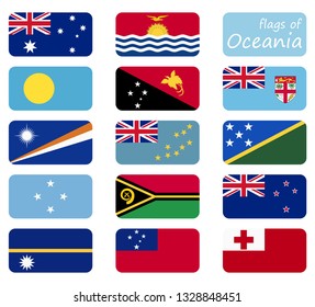 collection of flags from all national countries of Oceania and Australia
