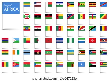 collection of flags from all national countries of Africa