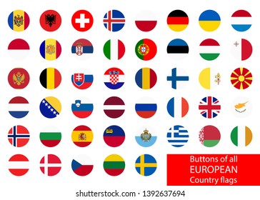 collection of flags from all national countries of Europe