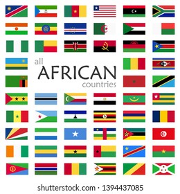 collection of flags from all national countries of Africa