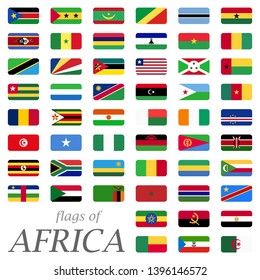 collection of flags from all national countries of Africa