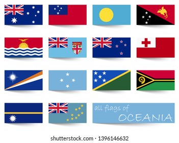collection of flags from all national countries of Oceania and Australia