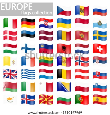 collection of flags from all national countries of Europe