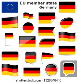 collection of flags and buttons with national country colors of Germany