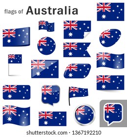 collection of flags and buttons with national country colors of Australia