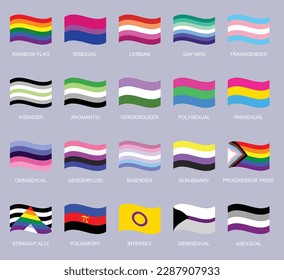 A collection of flags that say pride and equality.