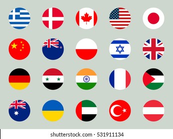 Collection of flags of the world on a white background. Vector illustration.