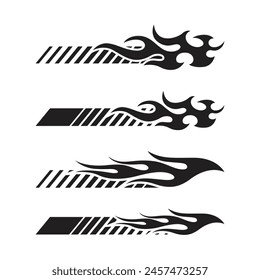 Collection of flame effect stickers for racing style vehicle wraps